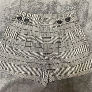 Black and Grey Plaid Shorts